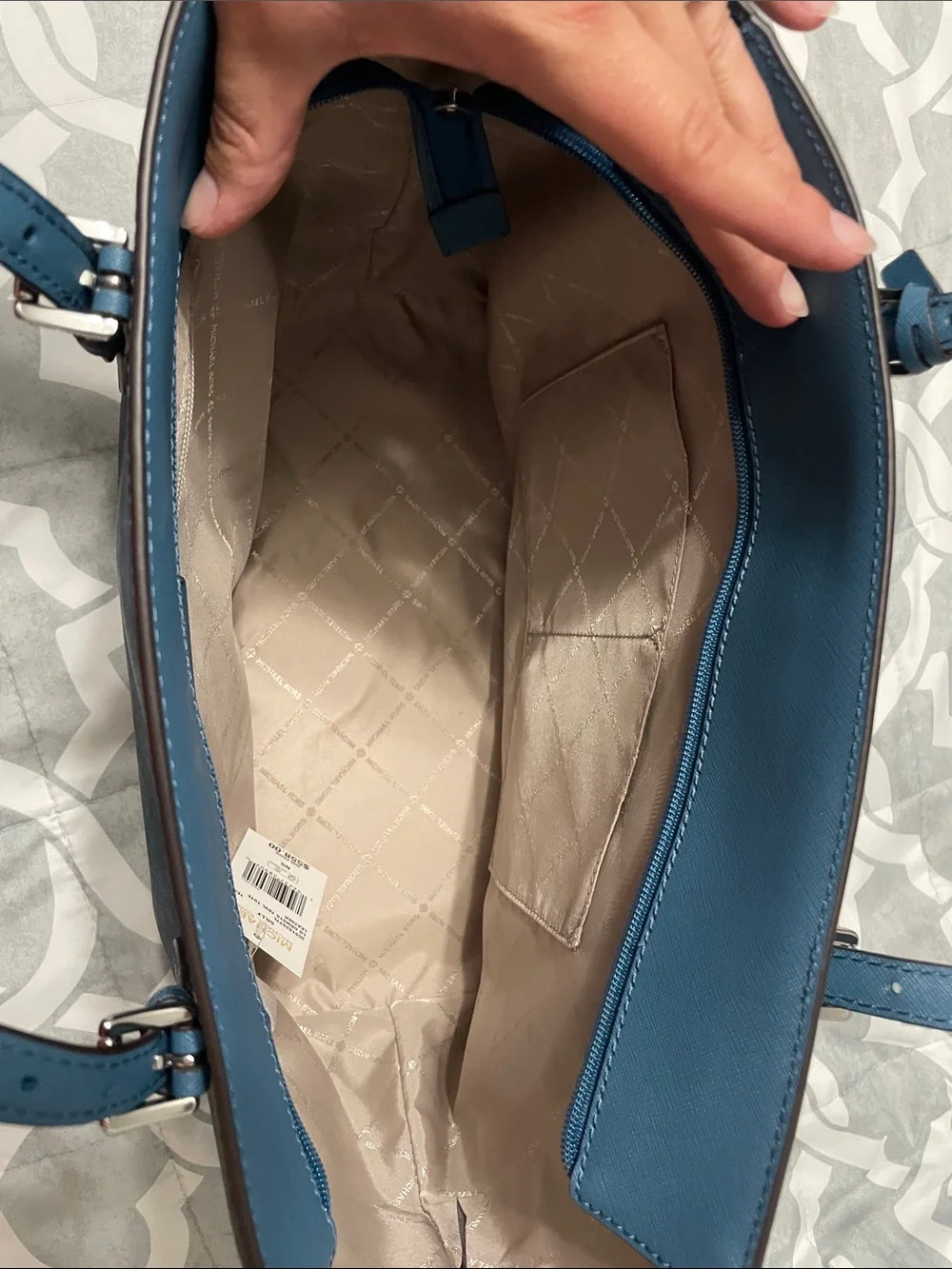 NWT Michael Kors Teal Leather Tote with Signature MK Charm